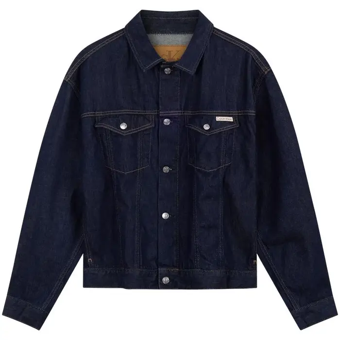 Giacca di Jeans Uomo Calvin Klein American Vintage Classic con Bottoni Borchiati Vestibilità Ampia Giubbotti Blu Scuro J326391 S