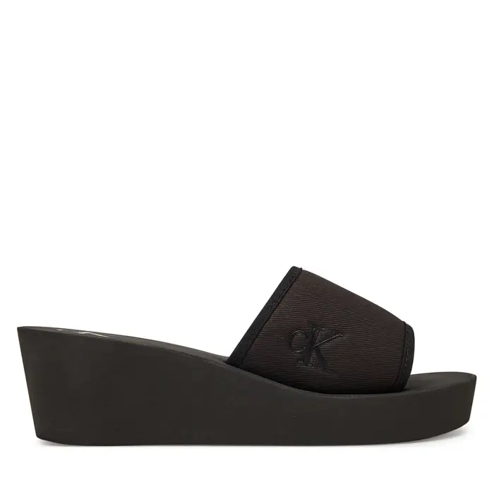 Calvin Klein Jeans Ciabatte Beach Wedge Slide Canvas YW0YW01725 Nero
