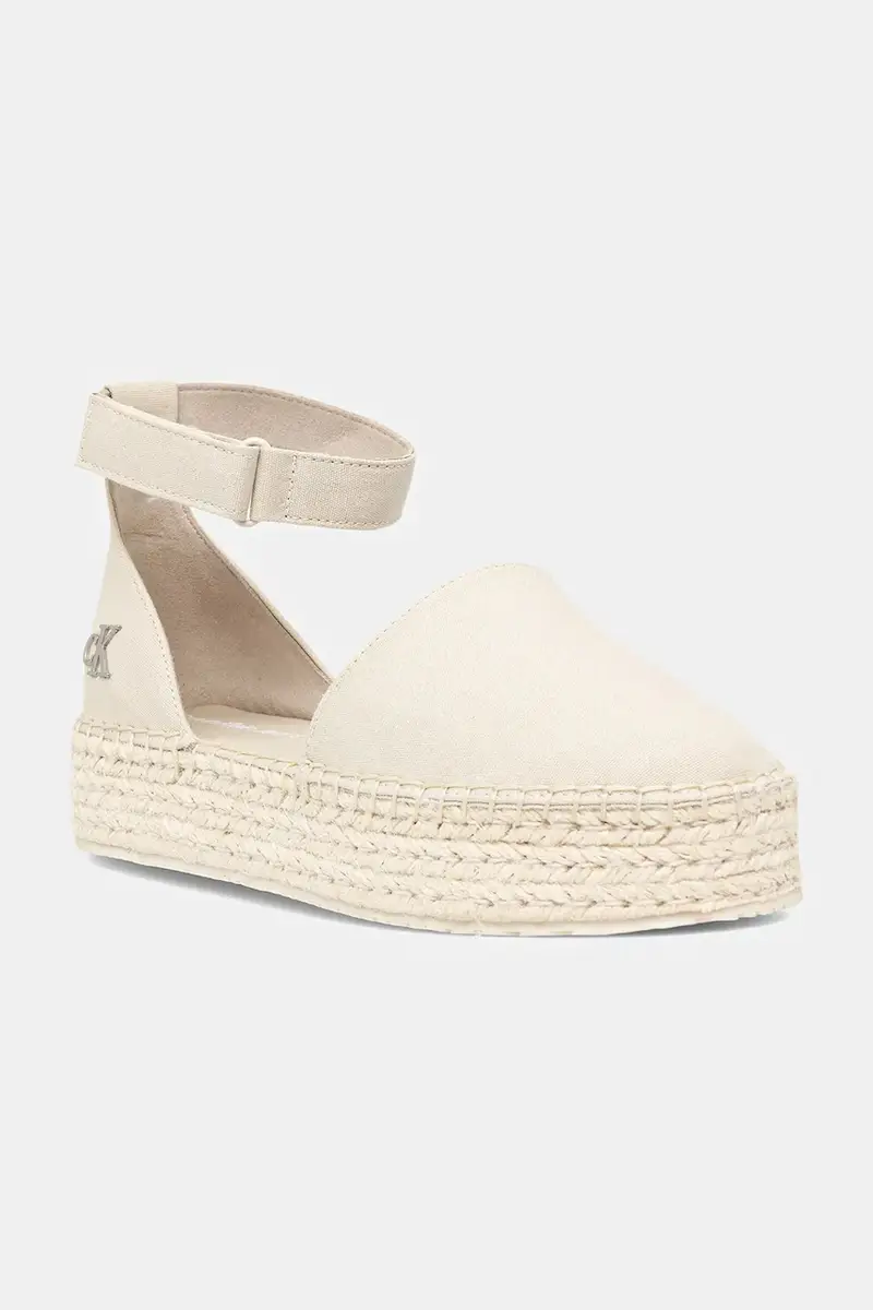 Calvin Klein Jeans espadrillas FLATFORM ESPADRILLE SLING MG colore beige YW0YW01735