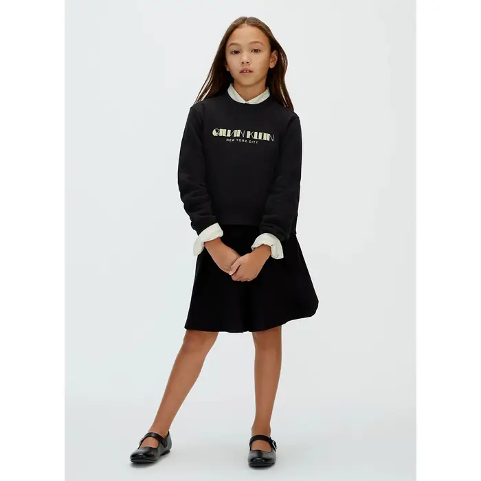 Calvin Klein Jeans Felpa FELPA GIRO LOGO GLITTER RAGAZZA Nero
