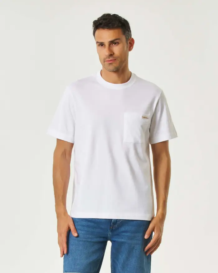 Calvin Klein Jeans T-shirt bianca mezza manica con taschino