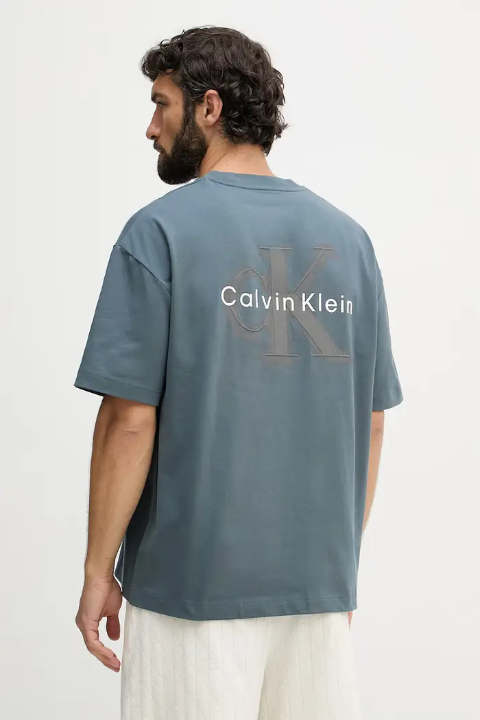 Calvin Klein Jeans t-shirt da uomo in cotone Turchese