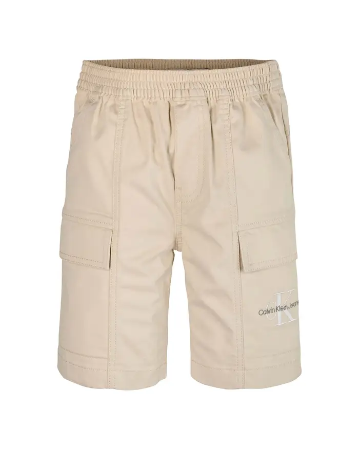 Bermuda cargo beige Calvin Klein in popeline di cotone stretch con tasconi