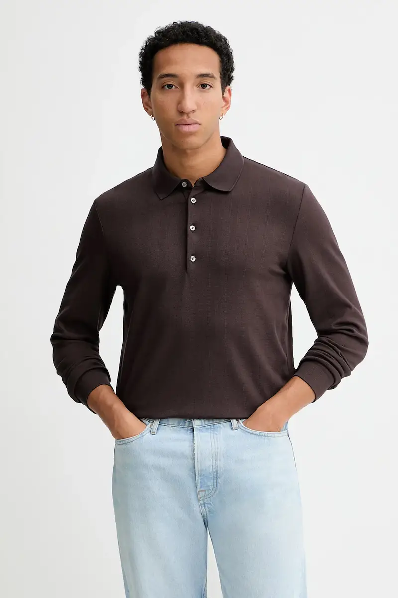 Calvin Klein longsleeve con aggiunta di cotone colore marrone LV04LD214G