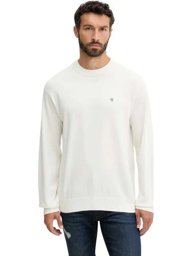 maglia bianca uomo in cotone mini logo sul petto