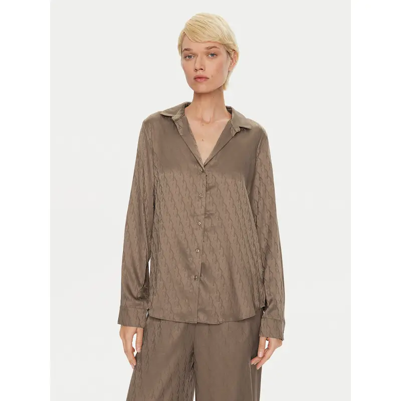 Calvin Klein Maglietta del pigiama Buttondown 000QS7302E Marrone Regular Fit