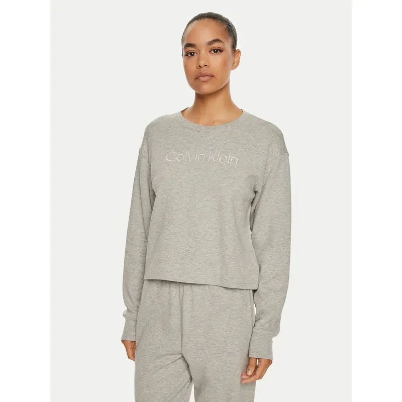 Calvin Klein Maglietta del pigiama Relaxed Crew Pullover QS7273E Grigio Regular Fit