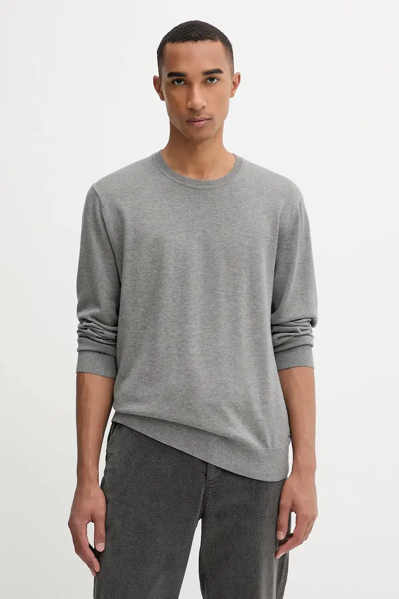 Calvin Klein maglione in cotone uomo colore bianco LV040BM343 Grigio
