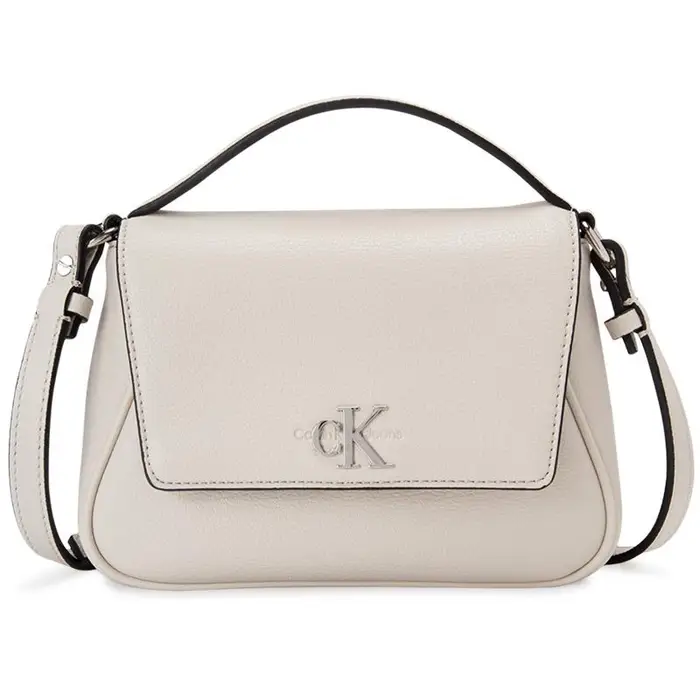 Moda Minimalista Logo Metallico Tracolla Staccabile Patta Pelle Sintetica Borsa a Mano a Spalla Crossbody Donna borse DH3272-137 White,OS