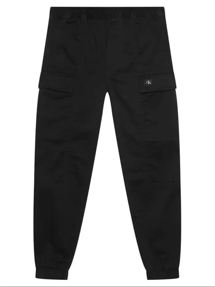 Calvin Klein pantalone cargo in cotone nero con logo