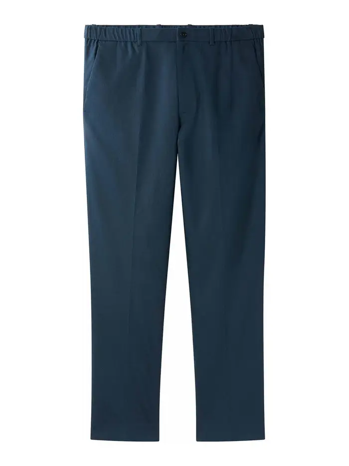 Pantaloni affusolati in lyocell di lino Blu scuro