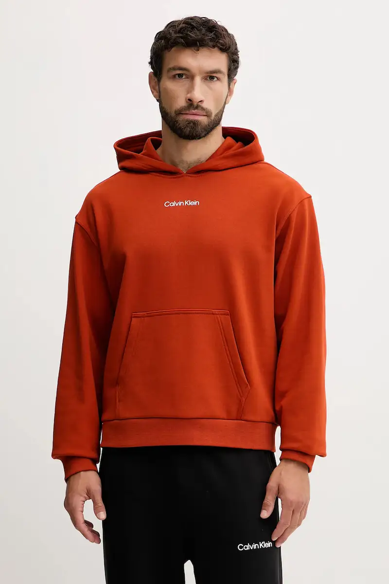 Calvin Klein Performance felpa uomo colore arancione con cappuccio LVGMF5W302
