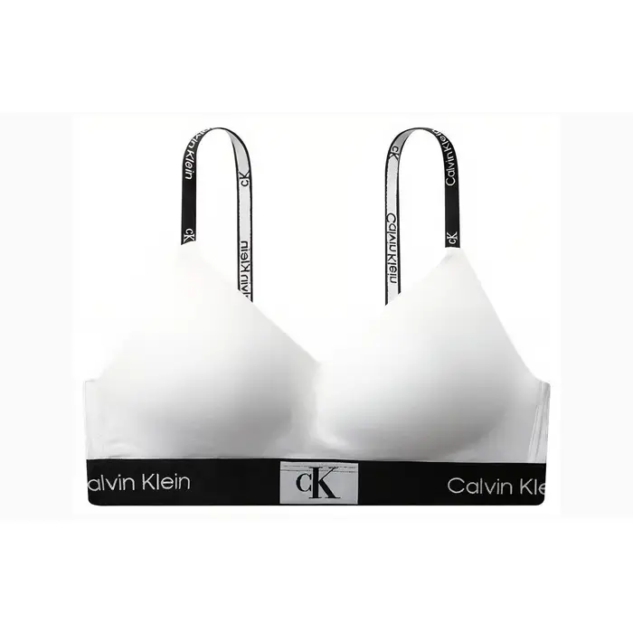 Calvin Klein Serie Ck96 Piccolo Logo Quadrato con Lettere Rifinitura Spallaccio Mezzo Staccabile Reggiseno Senza Ferretto Intimo Donna