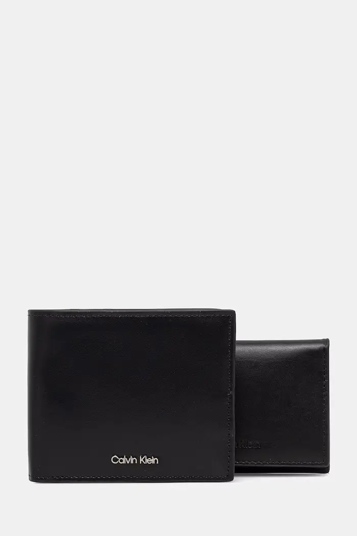 Calvin Klein set portafogli e custodia per carte da uomo in pelle Nero