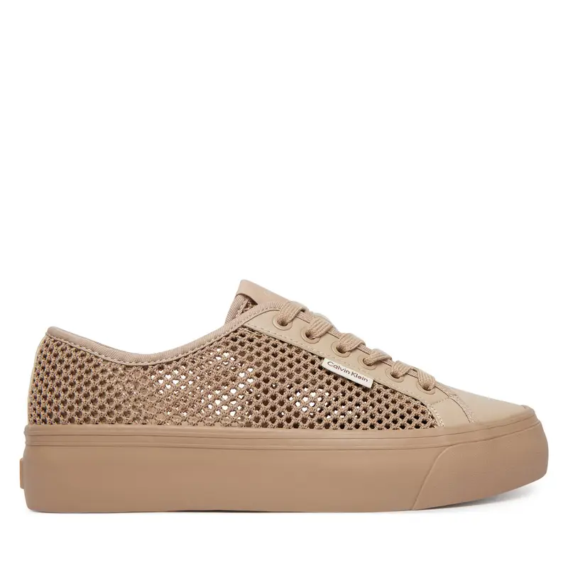 Calvin Klein Sneakers Vulc Flatf Lace Up Lin Mesh HW0HW02971 Beige