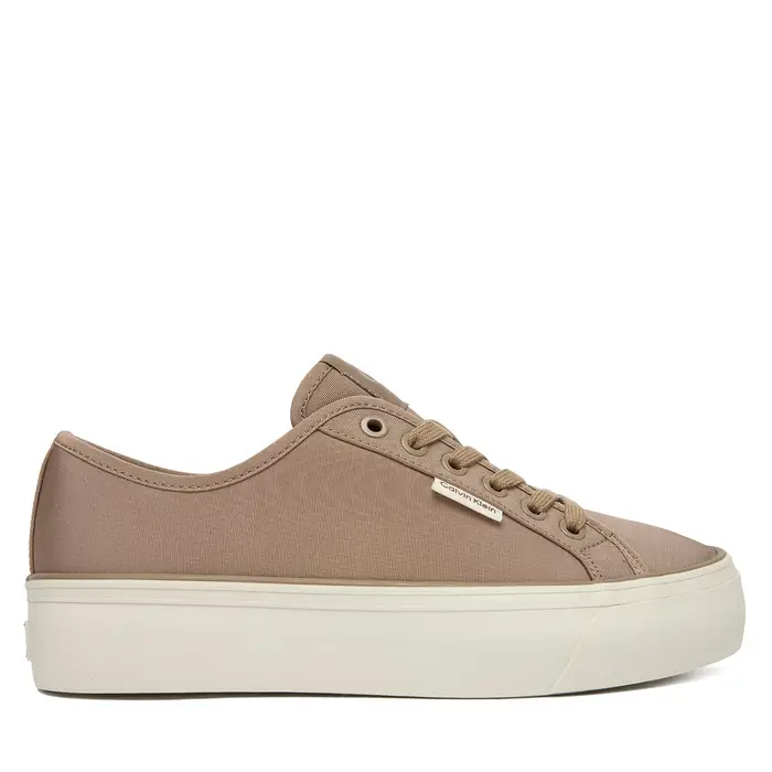 Sneakers Calvin Klein Vulc Flatform Lace Up Moire YW0YW02012 Marrone