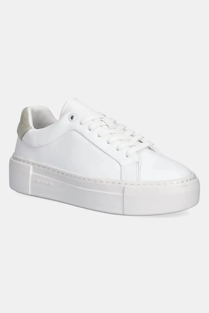 Calvin Klein sneakers FF CUPSOLE LACE UP LTH donna colore bianco HW0HW02570