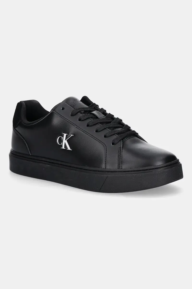 Calvin Klein sneakers in pelle CLASSIC CUPSOLE LACEUP LTH uomo colore nero YM0YM01435