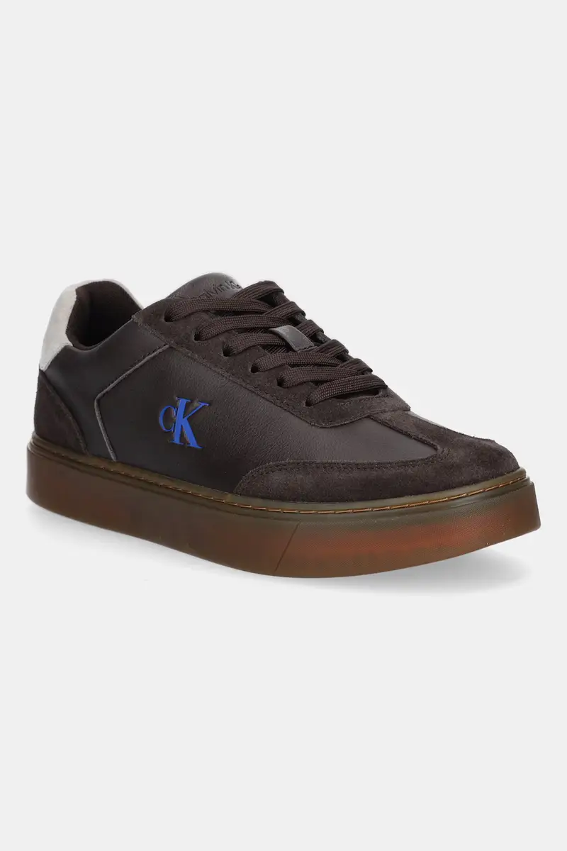 Calvin Klein sneakers in pelle CLASSIC CUPSOLE LACEUP WT MIX uomo colore marrone YM0YM01429