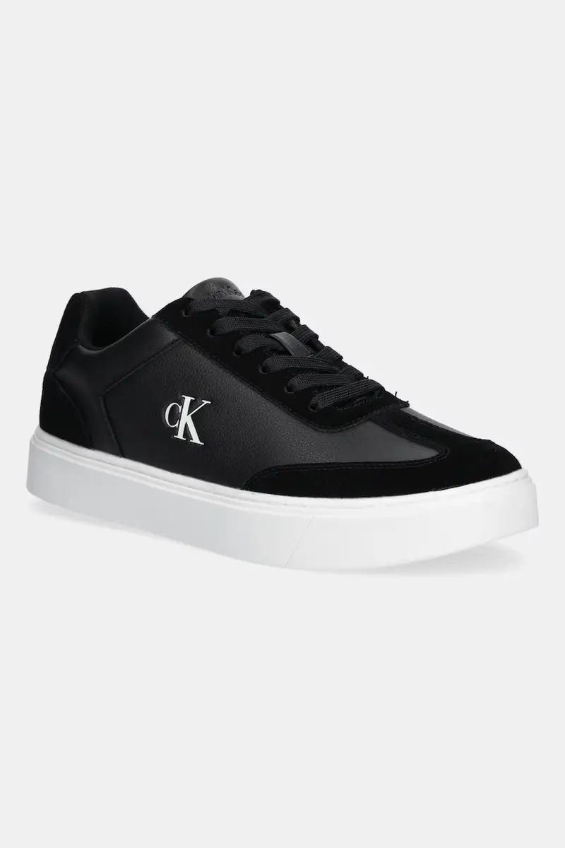 Calvin Klein sneakers in pelle CLASSIC CUPSOLE LACEUP WT MIX uomo colore nero YM0YM01429