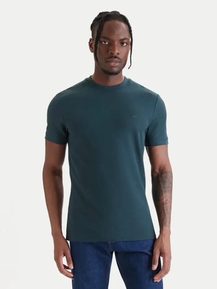 t-shirt uomo a maniche corte verde con micrologo