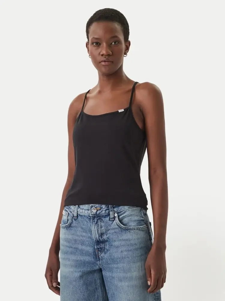 Calvin Klein top donna nero slim fit con micro logo