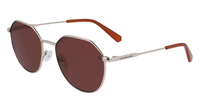 Calvin Klein Unisex CKJ23201S 717 Occhiali da sole Metallo Oro Bordeaux Rotonda Normale Normale
