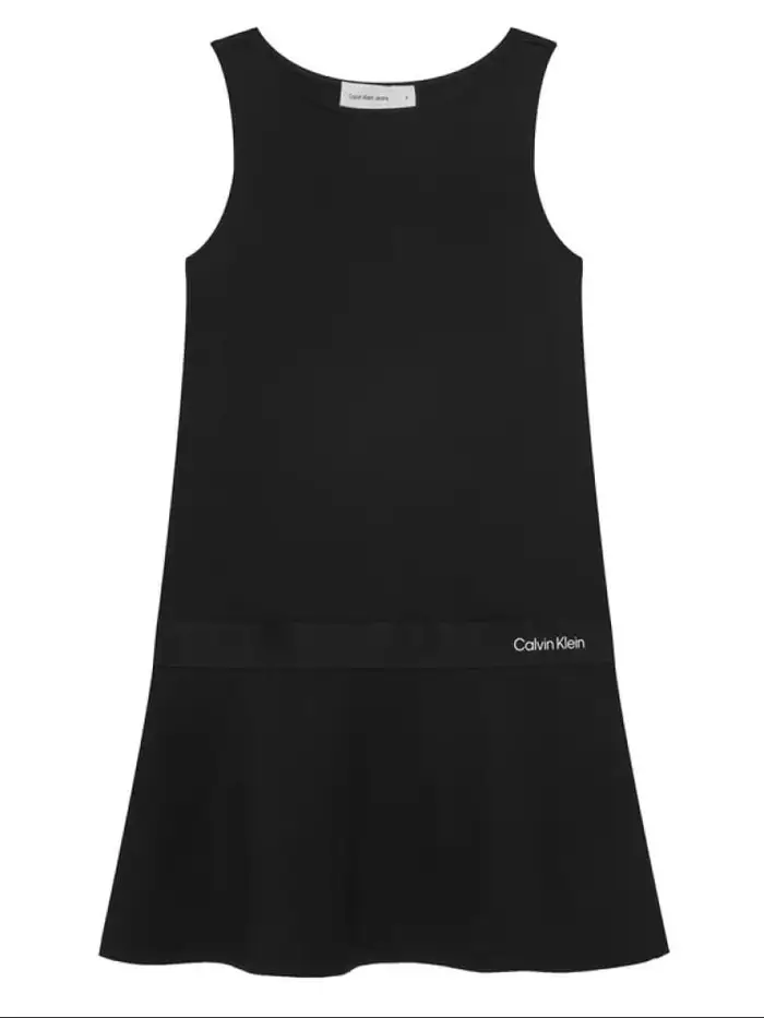 Calvin Klein vestito kids/junior in punto milano nero con fascia logata