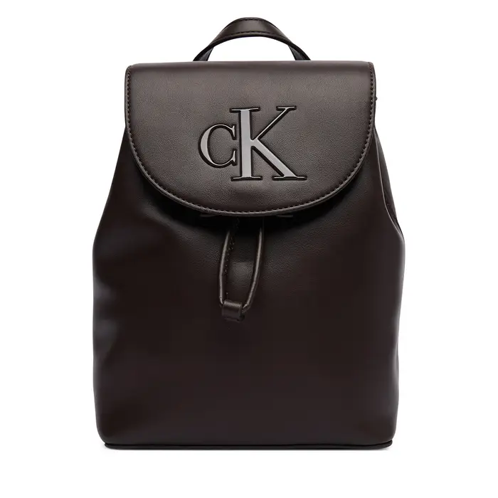 Calvin Klein Zaino Bold Ck Flap Mini Backpack LV04F3893G Marrone scuro