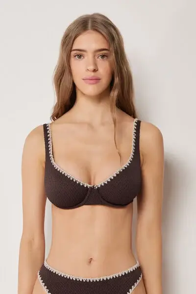 Balconcino Costume Bicolor Embroidery Donna Marrone