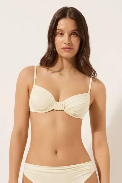 Calzedonia Balconcino Costume Shiny Satin Donna Naturale