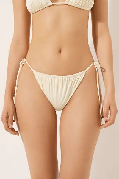 Calzedonia Brasiliana Lacci Costume Shiny Satin Donna Avorio