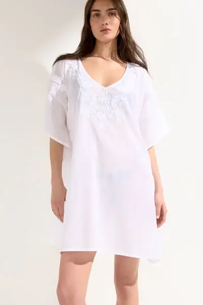 Calzedonia Caftano con Ricami Donna Bianco