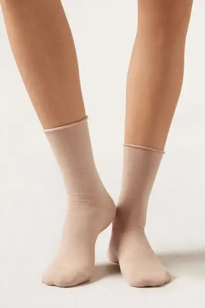Calzedonia Calzini Corti Senza Elastico in Cotone Donna Rosa