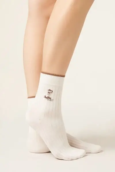 Calzedonia Calzini Ricamo Italian Style Donna Bianco