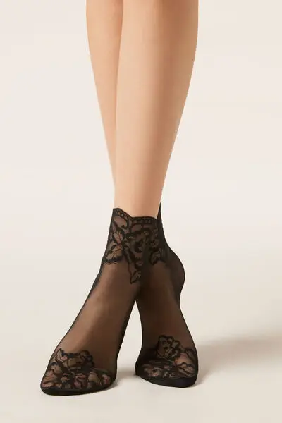 Calzedonia Calzini Tulle e Pizzo Donna Nero