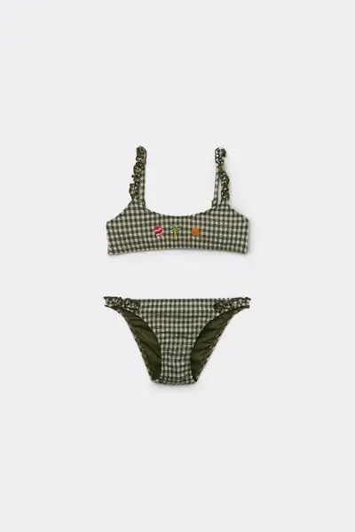 Calzedonia Costume Due Pezzi Bambina Green Vichy Bambina Verde