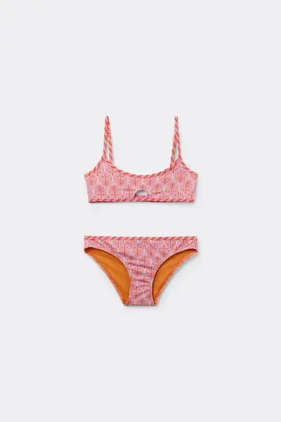 Costume Due Pezzi Bambina Pop Palms Bambina Rosa