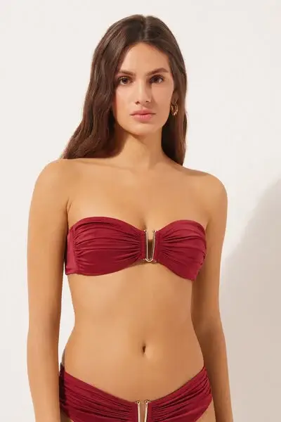 Calzedonia Fascia Costume Shiny Satin Donna Rosso