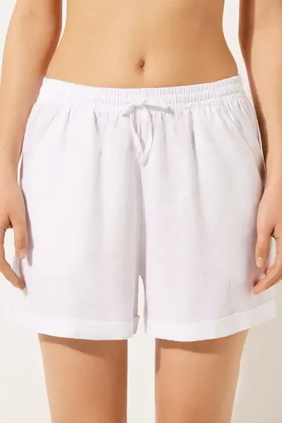 Calzedonia Pantaloncini Corti in Lino e Viscosa Donna