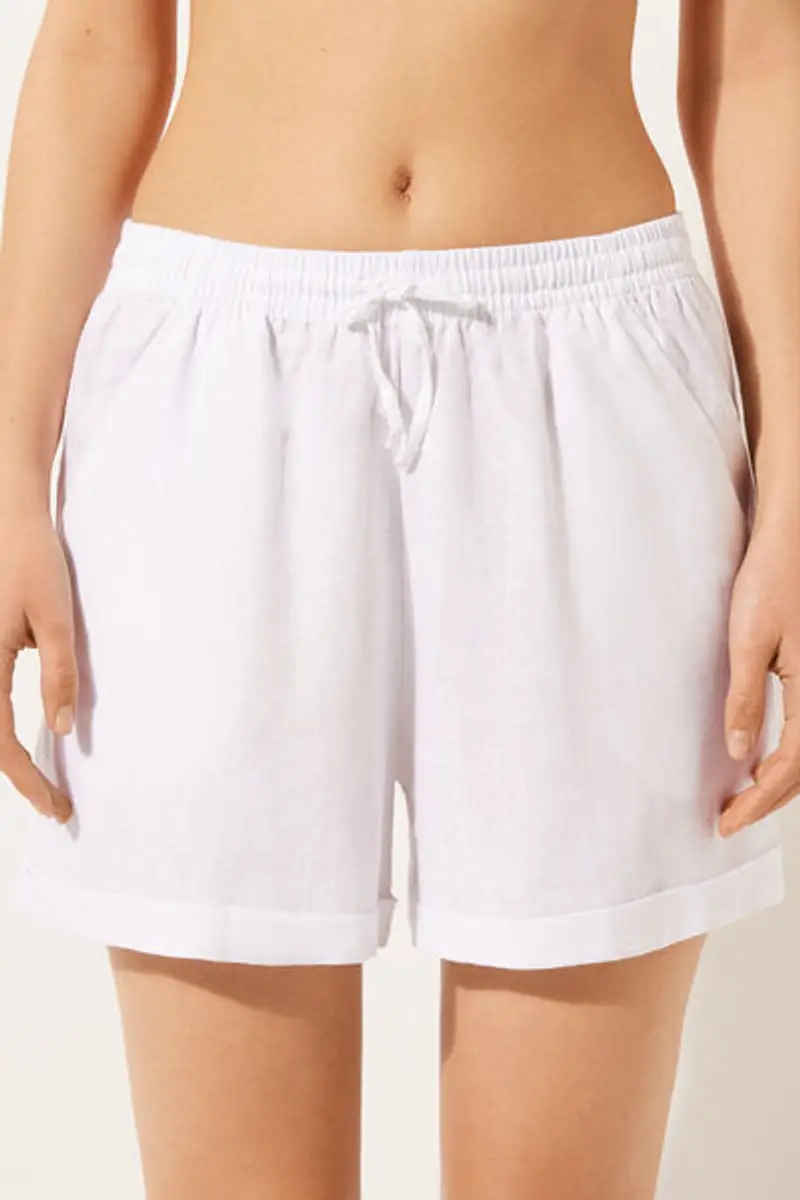 Calzedonia Pantaloncini Corti in Lino e Viscosa Donna