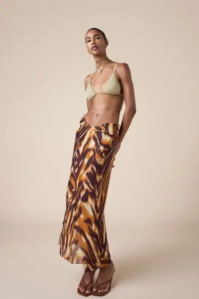 Calzedonia Pareo Lungo Animalier Donna Marrone