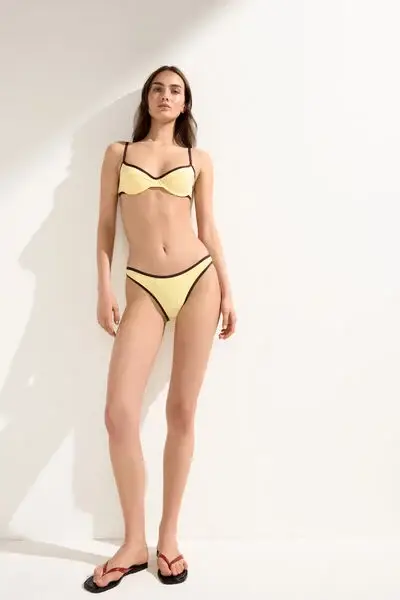Calzedonia Slip Costume Bicolor Piping Donna Nero