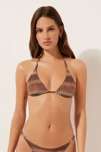 Calzedonia Triangolo Costume Golden Chevron Donna Marrone