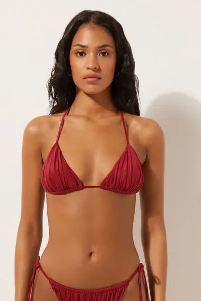 Calzedonia Triangolo Costume Shiny Satin Donna Rosso