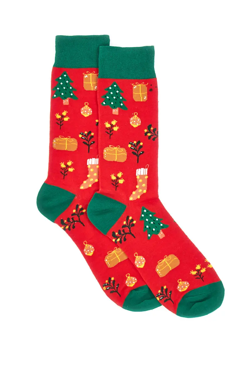 CRAZY SOCKS Calzini Mid Calf Rossi Natalizi 007