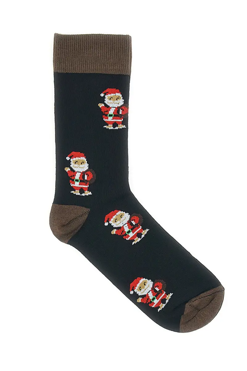 CRAZY SOCKS Calzini Neri Con Babbo Natale Taglia Unica Natalizi 018