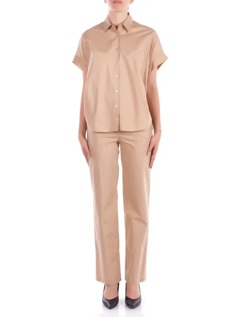 MANILA GRACE Camicia Donna Beige Camicia manica corta