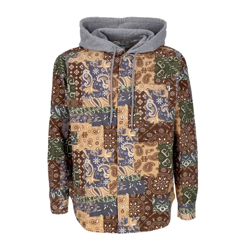 HUF Camicia Manica Lunga Cappuccio Donna Patchwork Cord Hooded Jacket Brown