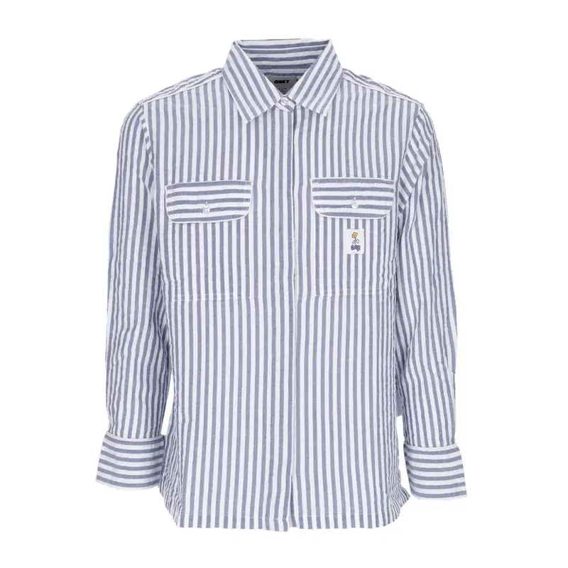 Obey Camicia Manica Lunga Donna Elena Shirt Matching Sets Light Blue Multi